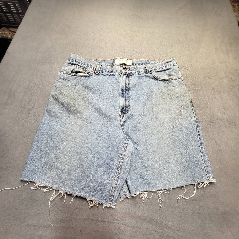 Levis 560 Cutoff Jean Shorts Mens 40 Blue Grunge Distressed Denim Jorts